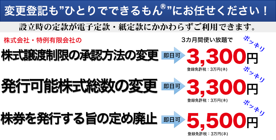 株式譲渡制限・発行可能株式総数・株券の不発行