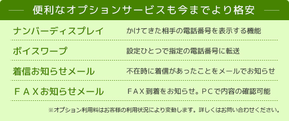 便利なオプションサービスも今までより格安